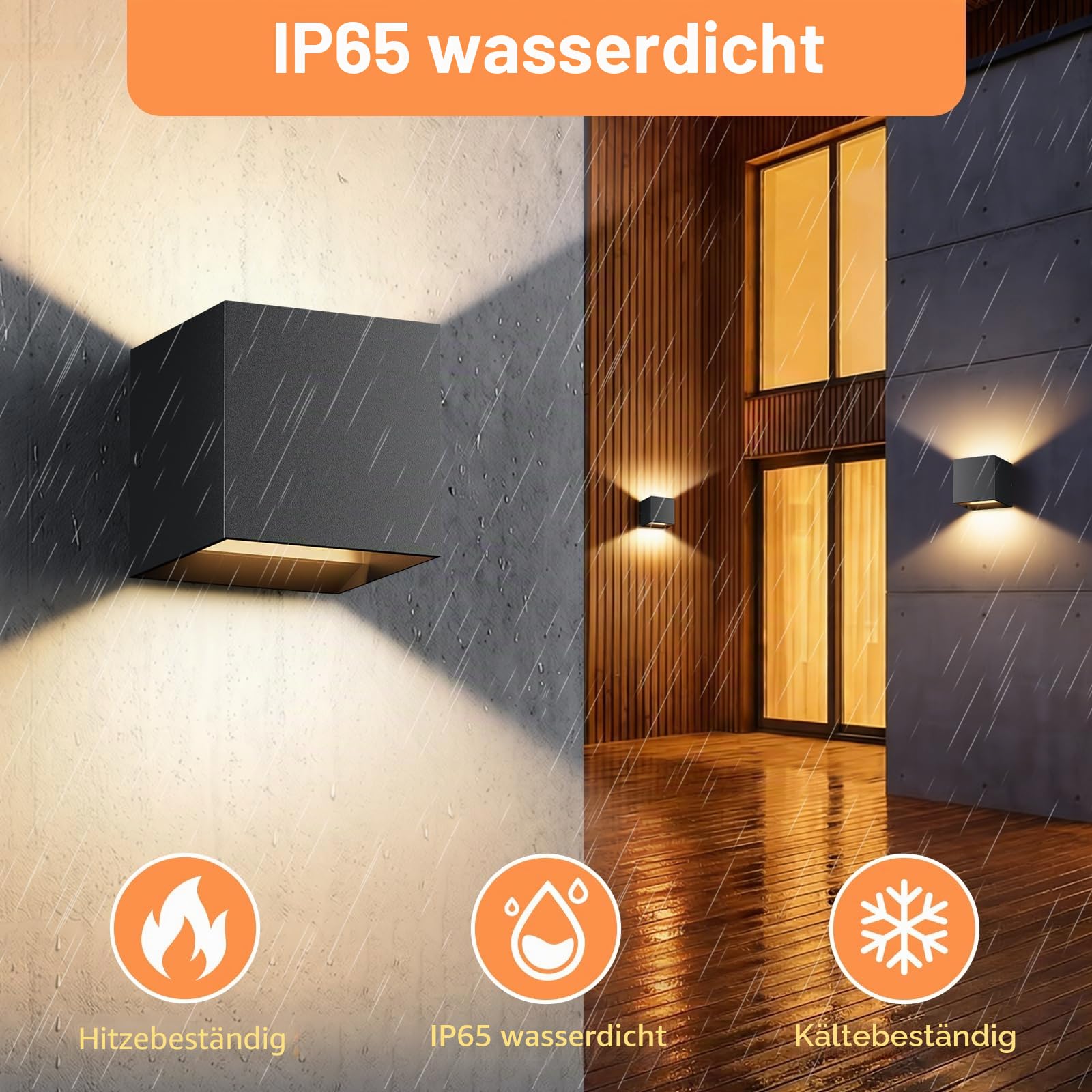 KYOTECH Wandleuchte mit G9 LED Lampe, IP65 Wandlampe 3000K 1er Schwarz | Außenwandleuchten mit 6W 820LM Austauschbarer G9 LED Lampe und Einstellbar Abstrahlwinkel für Wohnzimmer Garten