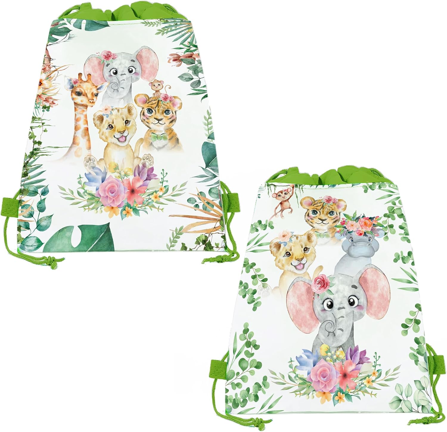 CC HOME 12 Pack Jungle Animals Drawstring Party Bags, Tiger Lion Elephant Gift Candy Treat Bags, Jungle Animals Theme Party Favor for Baby Shower Kids Girls Boys Birthday Decorations 10.6 x 13.4'' - Image 9