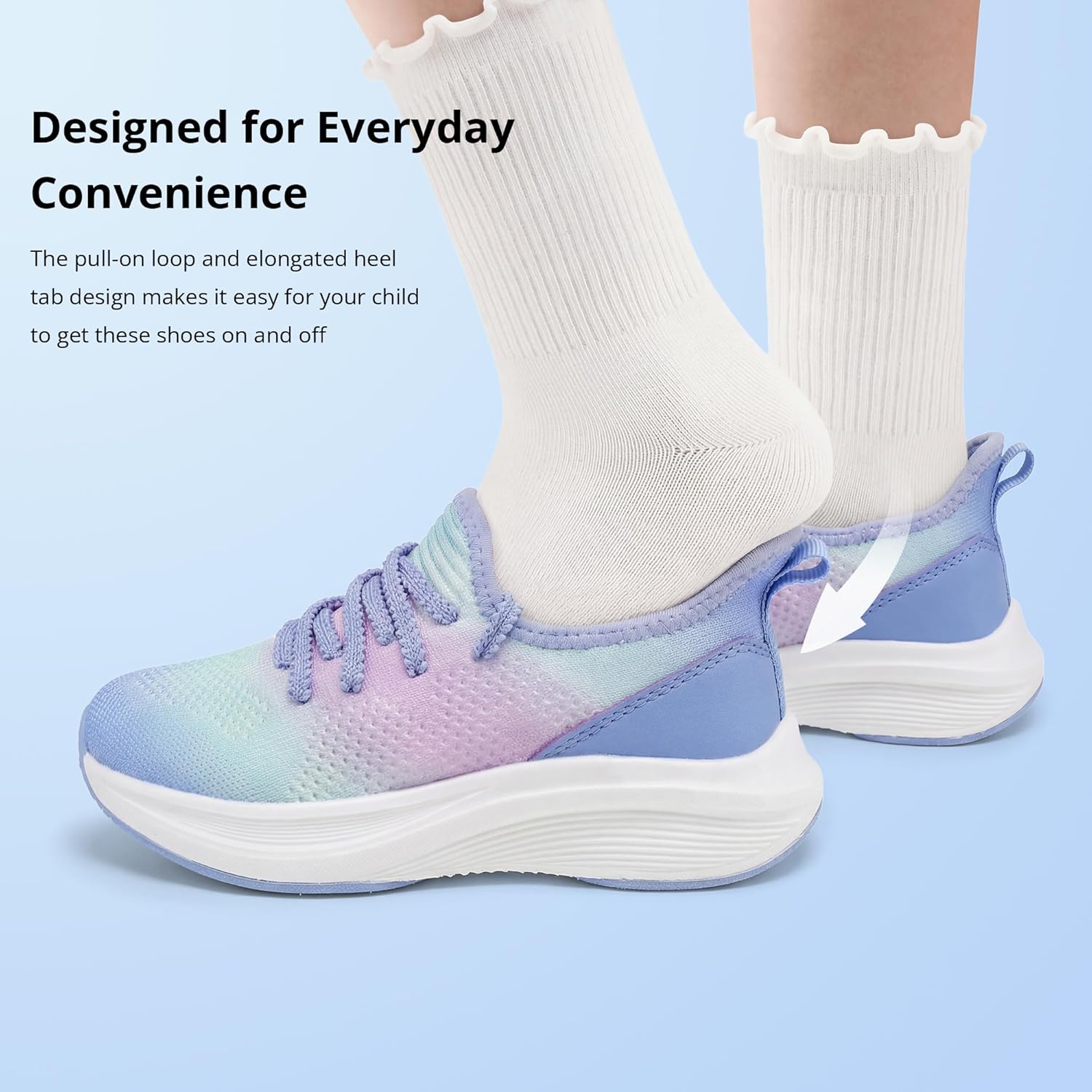 Stelle Girls Sneakers Kids Tennis Running Walking Shoes Slip-On Athletic Non Slip Lightweight Breathable Sport Shoes for Little/Big Kid