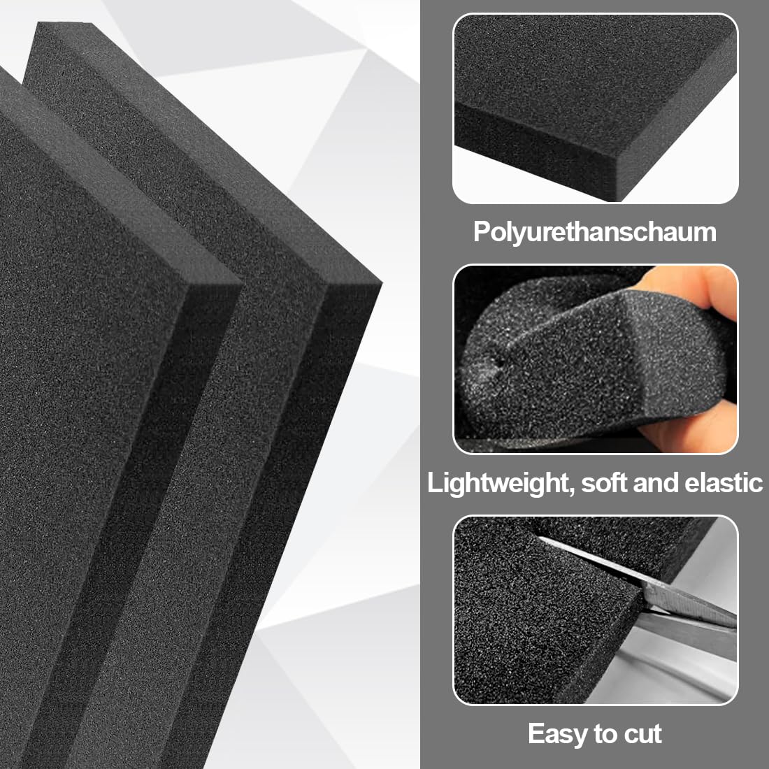 2 Stück 400 x 300 x 50 mm Schaumstoff Zuschnitt, Schaumstoffinlay für Schutzkoffer, als Werkzeugeinlage, Schaumstoffeinlage Tabletop Basteln Dämmen, Polster und Sitzkissen