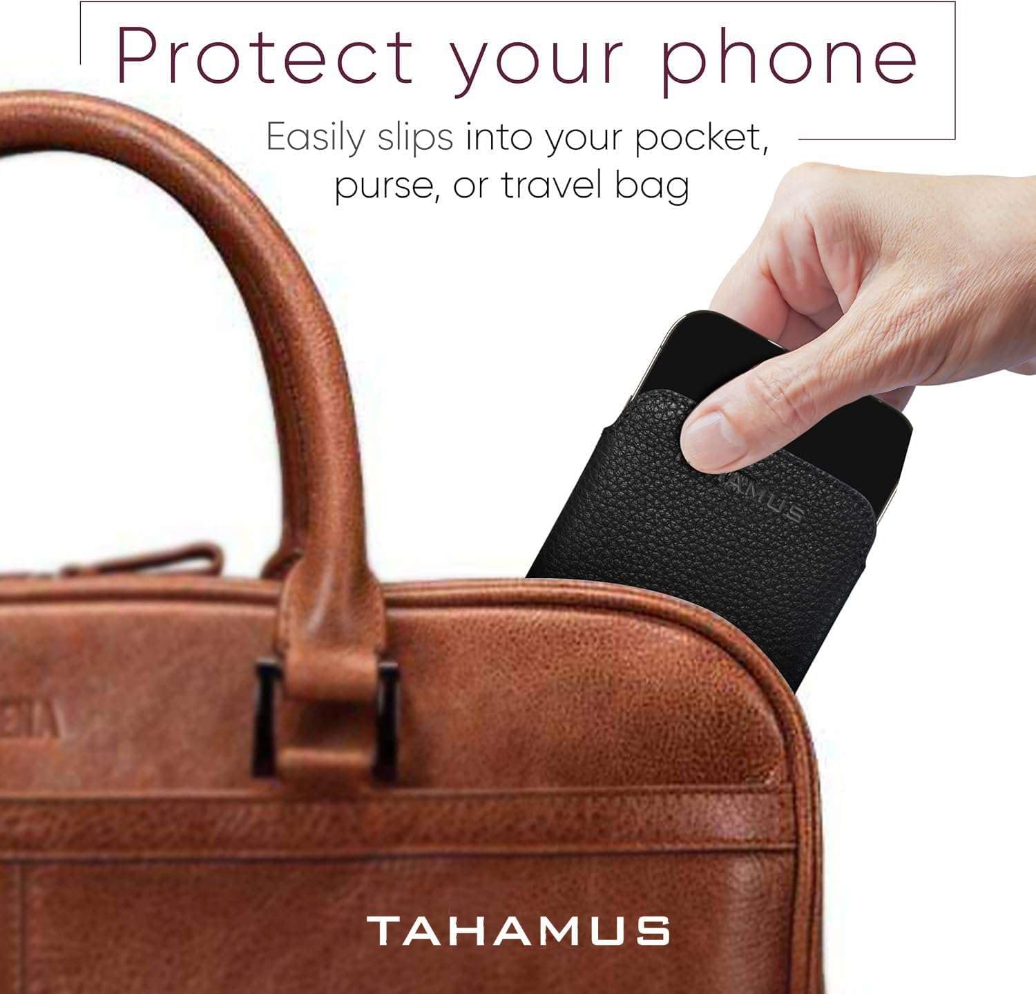 UltraSlim Leather Sleeve Case, Pebbled Pouch Cover, Soft Lining, Scratch Protection – Fits iPhone 17 Air, Black