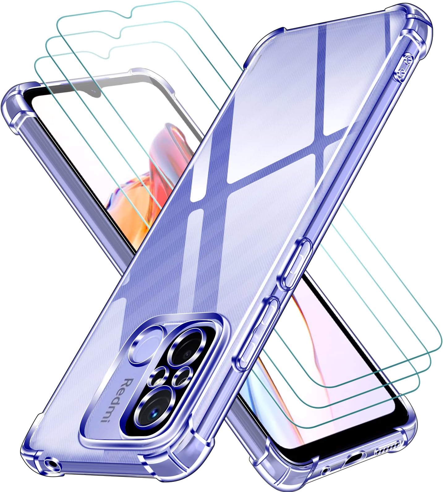 Housse TPU Souple Anti-choc Pour Xiaomi Redmi 13C 12C Note 12 11 Etc. + 2 Verres Trempés Inclus - Noir