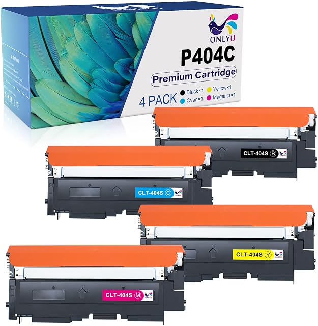 ONLYU Compatible Samsung CLT-P404C CLT P404C Toner Cartridge Replacement for Samsung C430W Toner for Samsung Xpress SL C430W C430 C480FW C480W C480 C48X C43X CLT K404S CLT-Y404S Toner(4-Pack)