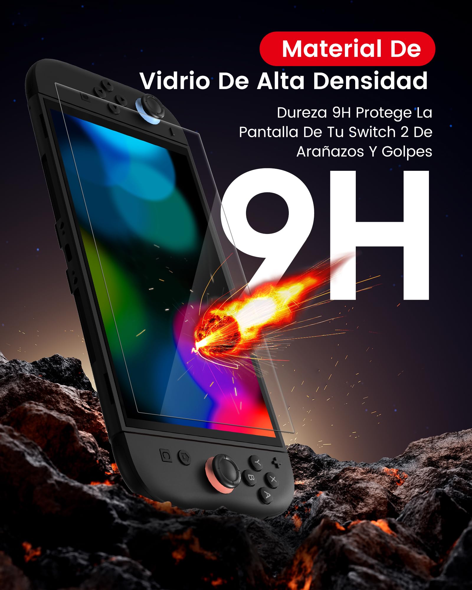 TRANSNOVO Protector de Pantalla Compatible con Nintendo Switch 2 (2025, 7,9 pulgadas) – Cristal Templado Ultra HD, Dureza 9H, Anti-Rayones, Sin Burbujas, Instalación Fácil con Marco de Guía, 2 Piezas