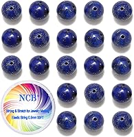 Vista 42 de NCB - 200 cuentas naturales, redondas y sueltas de lava volcánica negra natural de 0.32 pulgadas (8 mm), para joyería con espaciador y cordón