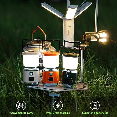 Miniatura 5 de Allspark Linterna LED recargable para campamento, 1000 lúmenes, 4 modos de luz, luces magnéticas para camping, linterna portátil brillante, luces
