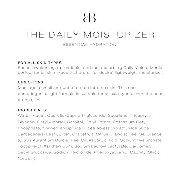 Biba De Sousa The Daily Moisturizer - Essential Hydration for All Skin Types - Non-comedogenic & Light Formula with Squalane & Vitamin C- Safe for Oily & Acne-Prone Skin (1.7 Ounce)