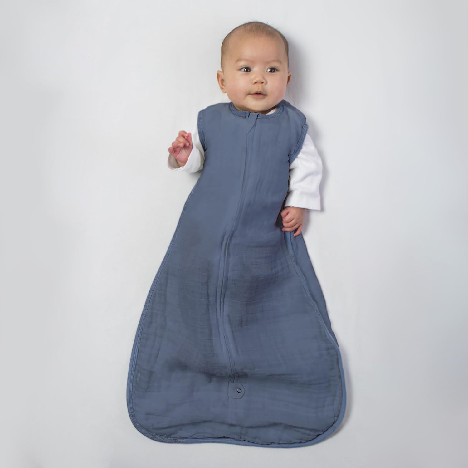 SwaddleDesigns Baby Sleep Sack 12-18 months, Cotton Muslin Wearable Blanket with 2-way Zipper, Non-Weighted Sleeping Sack for Safer Sleep, Watercolor Mountains & Trees and Denim, 2 Pack, Large