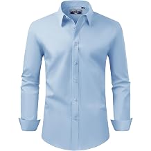 Alimens & Gentle Mens Dress Shirt Regular Fit Stretch Stain Shield Long Sleeve Solid Business Wedding Button Down Shirts