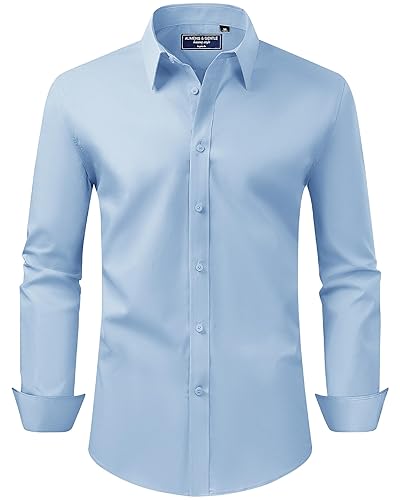 Alimens & Gentle Men's Dress Shirt Regular Fit Stretch Stain