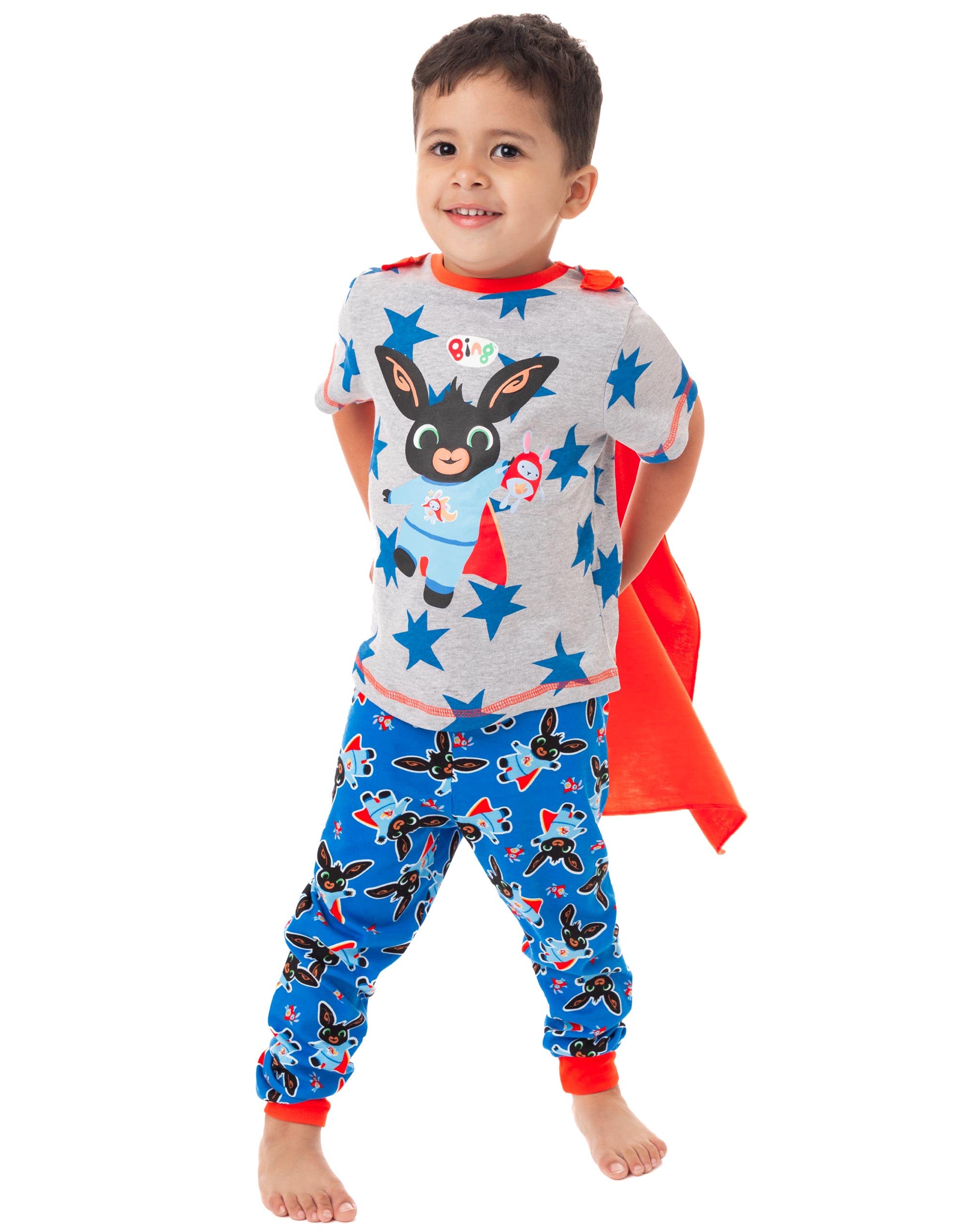 Bing Boys Grey Cbeebies Bunny Pyjamas With Cape T-Shirt & Pj Bottoms Set 18-24 Months