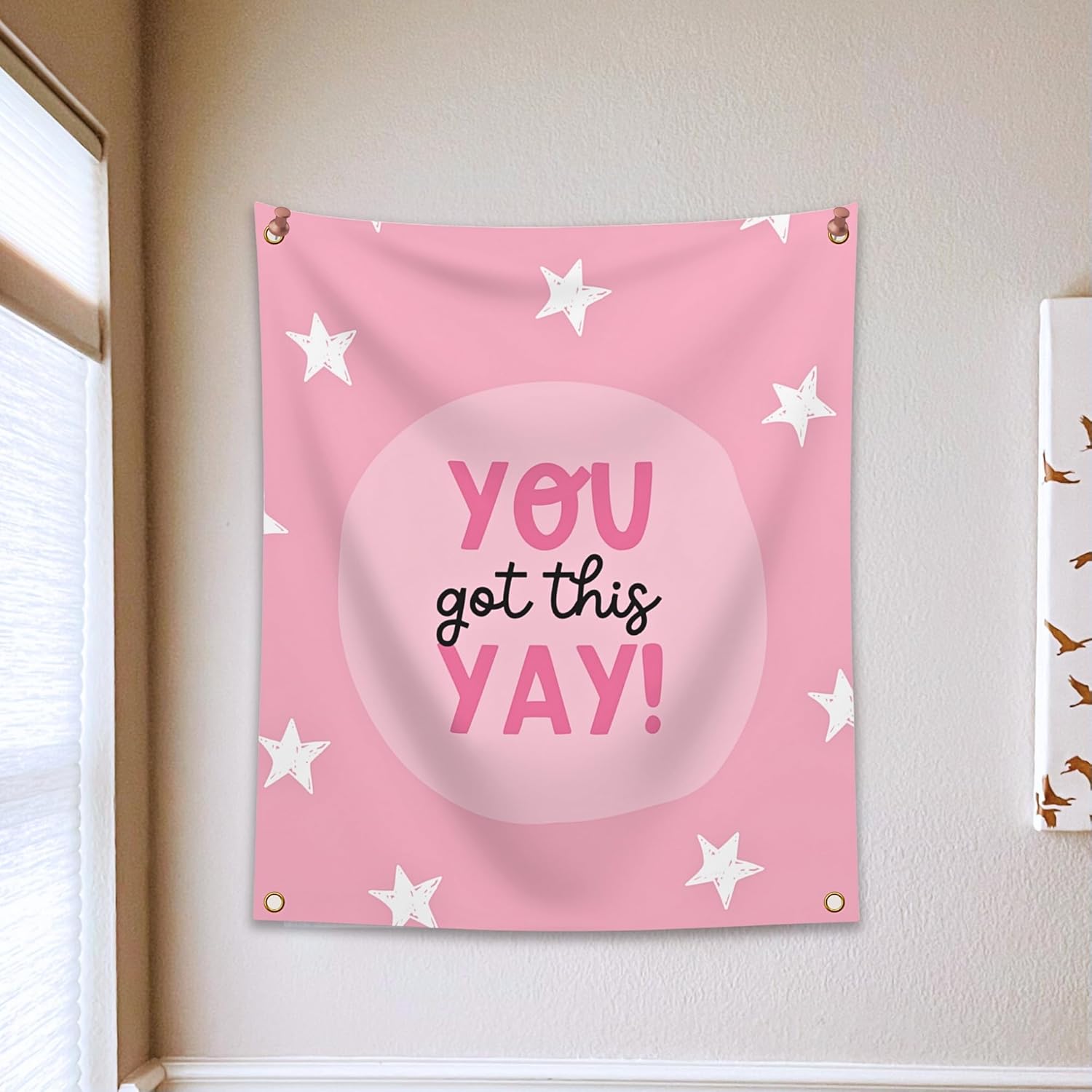 HappiBox Inspirational Tapestry - Double-sided Hanging Wall Art for Classrooms, Bedrooms, Dorm Rooms, Office - Large Cute Banner 28x36 (You Got This)