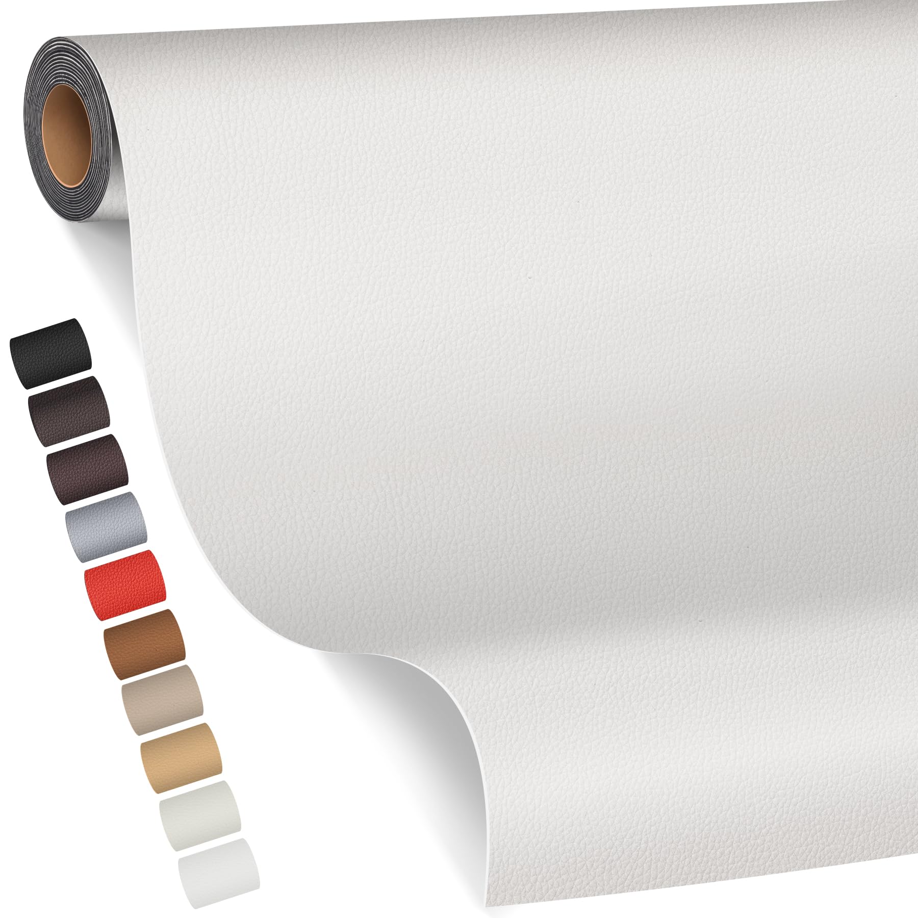 Leder kunstleder selbstklebend, 100 x 200cm Leder Reparatur Kit für Möbel, Sofa, Autositze, Taschen (Weiß)