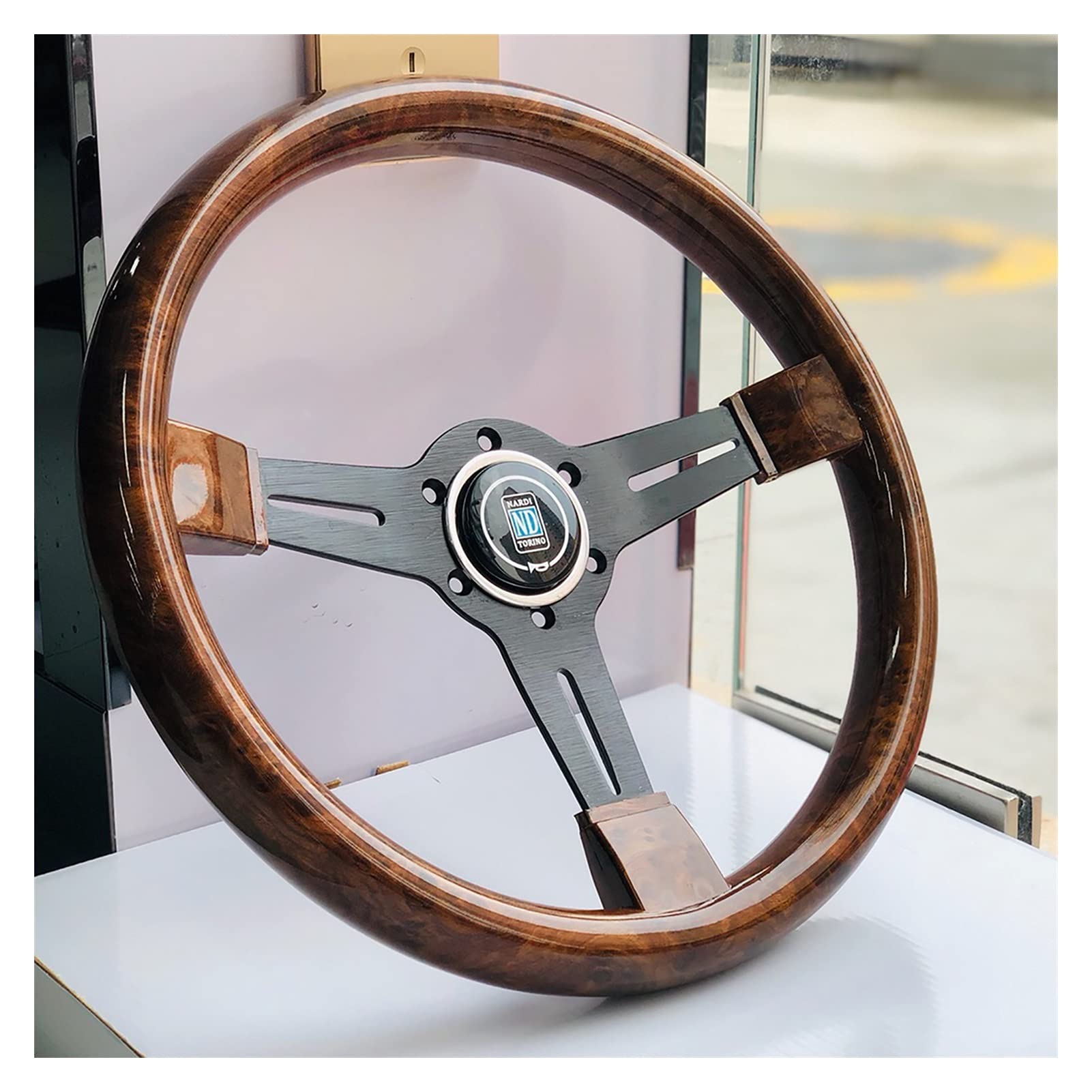 Volante Desplazado,Volante Coche □ 14 pulgadas de madera VIAJE DEL VIAJE DE LA DIRECCIÓN RUEDAS DE DIRECCIÓN DE SPORTERIOR