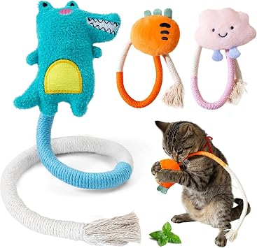 Katzenspielzeug, Katzenspielzeug Selbstbeschäftigung, Katzenminze Beißseil, Katze Baumwollseil Zähne Reinigung, Katze Dental Spielzeug für Katzen und Gegen Mundgeruch