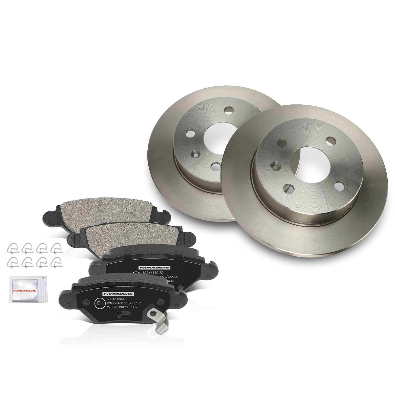 Frankberg 2 discos de freno 4 pastillas de freno | Compatible con: S60 I 384, S80 I 184, XC70 Cross Country 295, V70 II 285