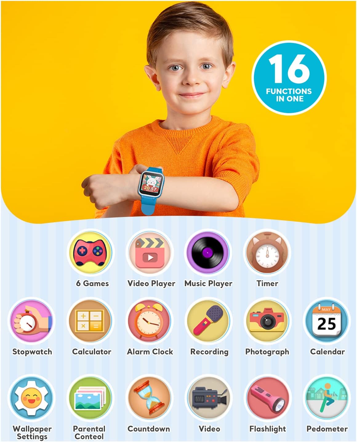 Kids Smart Watch Boys Girls Toys for Ages 3-12 Years Old Birthday Gift Dual Camera Puzzle Games Touchscreen Toddler Watches with Music Player Multifunctional Smartwatch Educational Toys : Toys & Games