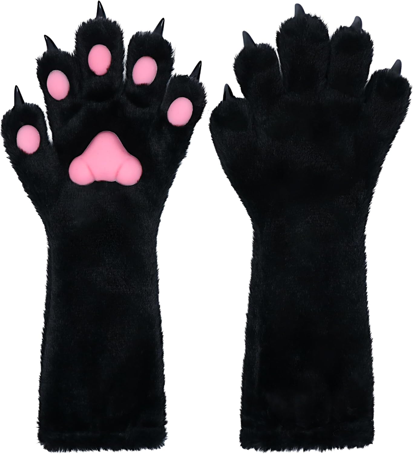 Adult Cosplay Furry Cat Claw Long Gloves Five-Finger Paws Mittens Costume Accessories for Halloween
