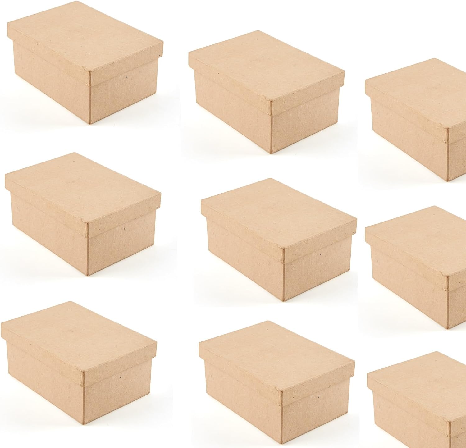 Pack of 12 Small Rectangle Paper Mache Box - Premade Papier Mache Cardboard Boxes for Crafts, Wedding Favors, Small Gifts or Jewelry Boxes (Size: 4-1/2" L x 3-1/4" W x 2" H)