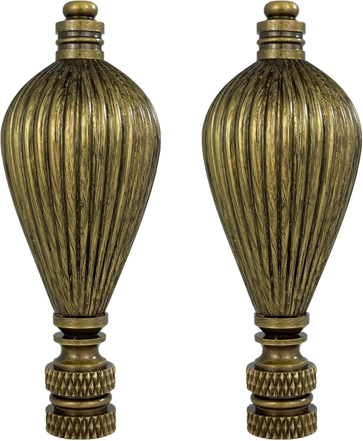 Royal Designs, Inc. Vase Shaped Finial for Lamp Shade, Antique Brass - Pack of 2