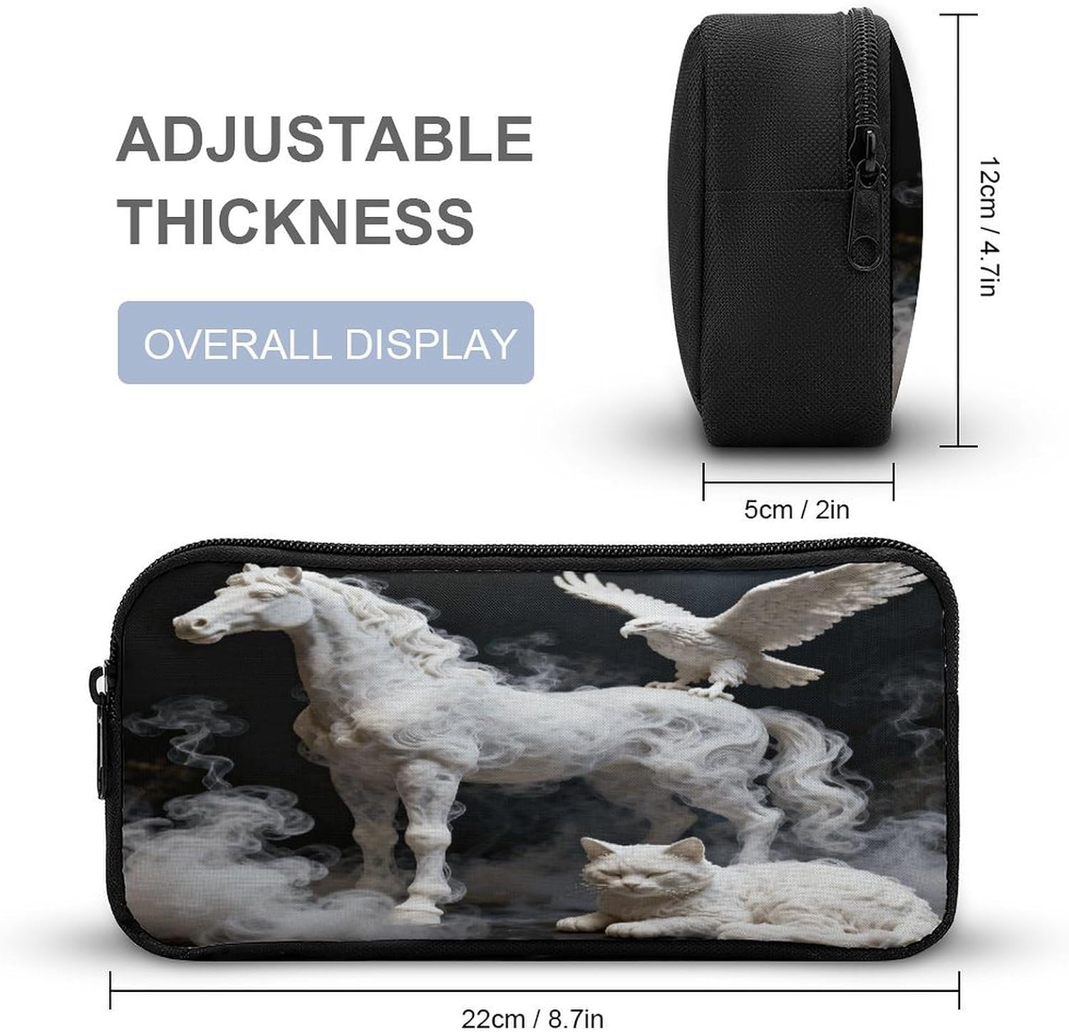 Smoke Sculptures Large Pencil Case Pouch Big Capacity for Office image 2