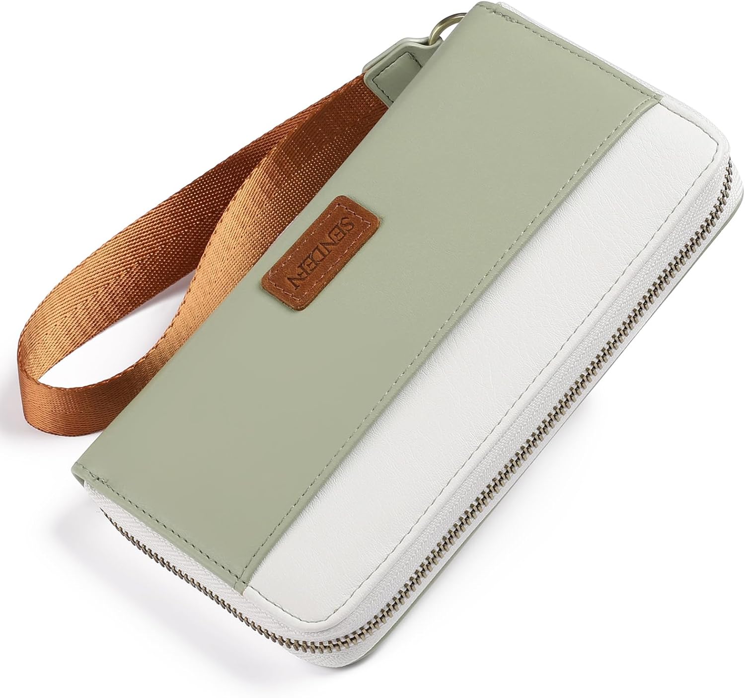 SENDEFN Leather Womens Wallets Wristlet Bifold Ladies Clutch Purse RFID Blocking Zip Around