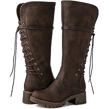 GLOBALWIN Womens Lace Up Back Knee High Fashion Boots