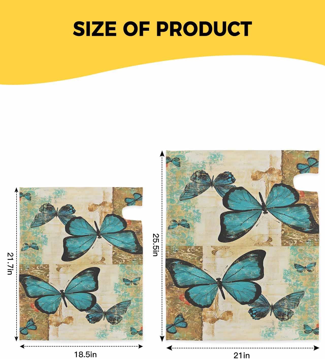 Retro Teal Butterfly Mailbox Covers Magnetic Standard Size, Summer Butterflies Vintage Decorative Post Letter Numbers Box Wrap Decoration Covers Large Accessories for Garden Yard Outdoor Décor