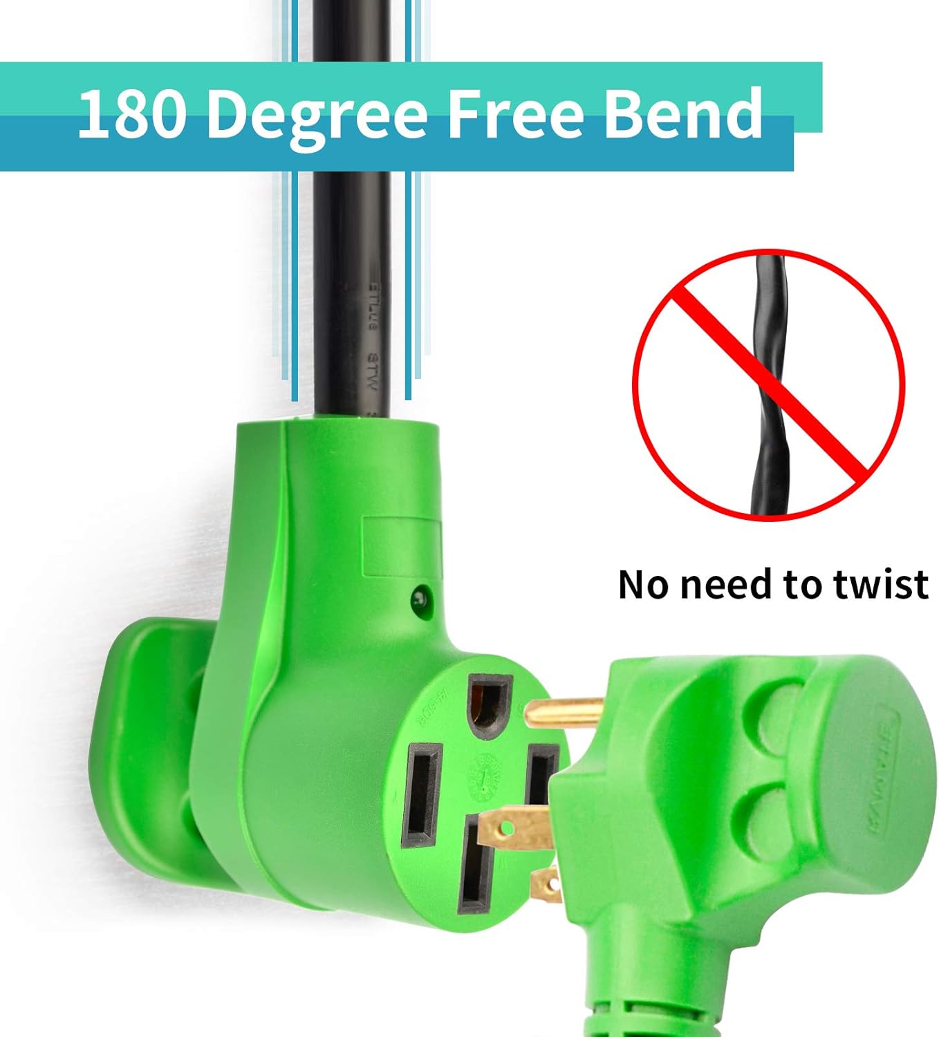 RVMATE 15 Amp to 50 Amp RV Adapter Cord 12", NEMA 5-15P Male to NEMA 14-50R Female Dogbone, 180 Degree Bend, RIGHT-ANGLE Handle with LED Indicator : Automotive