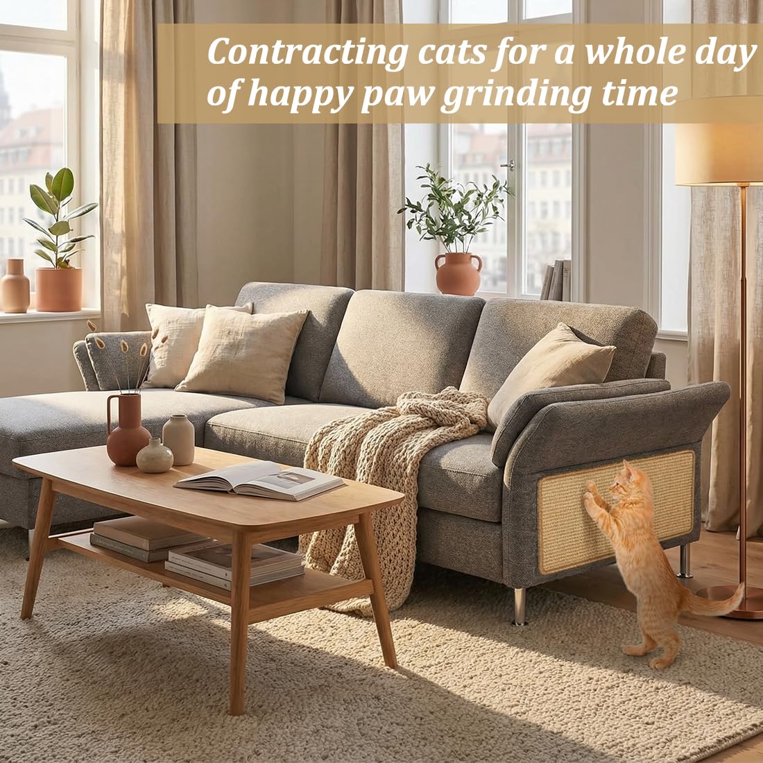 Tapis à griffer en sisal 1 pièce, adapté aux lapins et chats, soin naturel des pattes et des dents, autocollant, de cage, tapis de grattage, en chanvre, espace de sommeil et de nidification