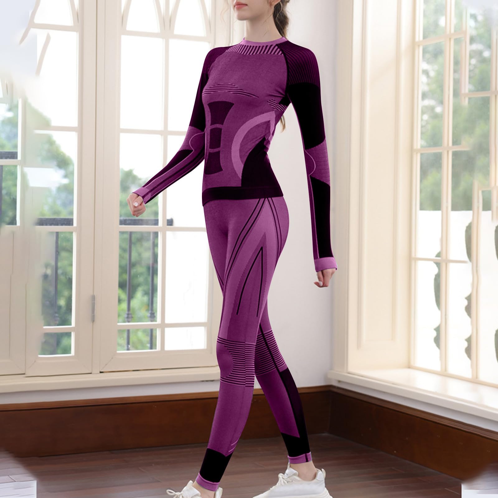 Thermounterwäsche Damen Skiunterwäsche Funktionsunterwäsche Warm & Atmungsaktiv Ski Unterwäsche Frauen Set Thermo Unterwäsche Sportunterwäsche Im Herbst Winter