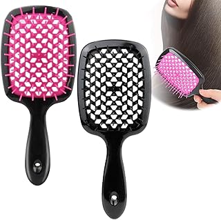 OSFRIAGE Detangling Hair Brush,2023 New Detangling Hair Brush, Detangle Brush,Detangling Brush for Curly Hair,Anti-Static,Easily Removes Tangles,Unbrush Detangling Brush(Black+Rose red)
