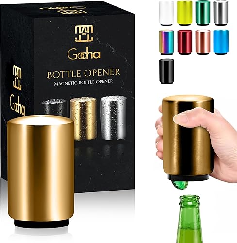 GOCHA Gadgets, Abridor magnético de botellas, abridor de tapas de botella, tapa de prensa y pop, abridor de barras de acero inoxidable automático de