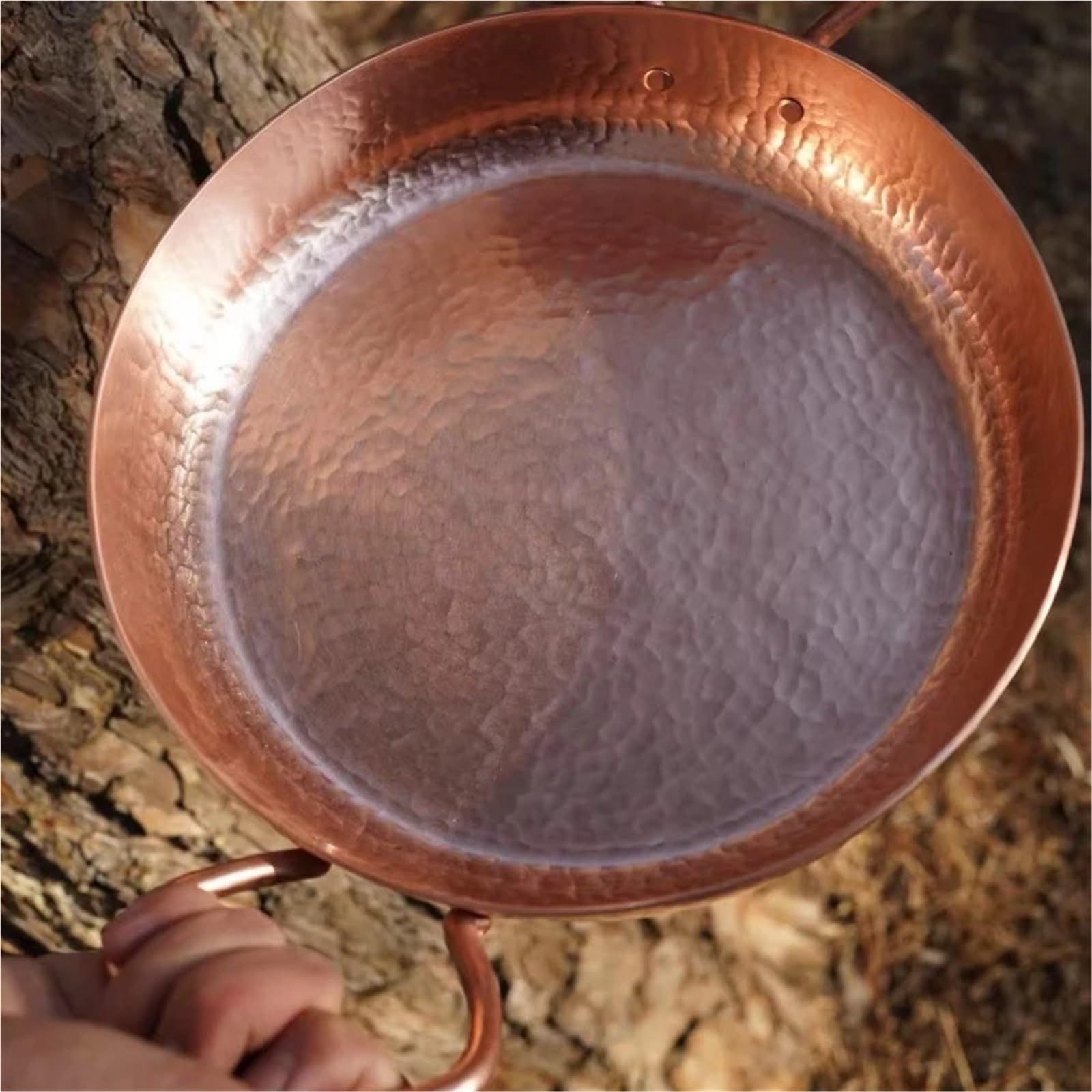 Hammered Kupfertopf Handgefertigter Vintage-Kupfertopf, Camping-Bratpfanne, Kochutensilien for Kochen und Schmoren von Nudeln, Hammerstruktur, 25 cm