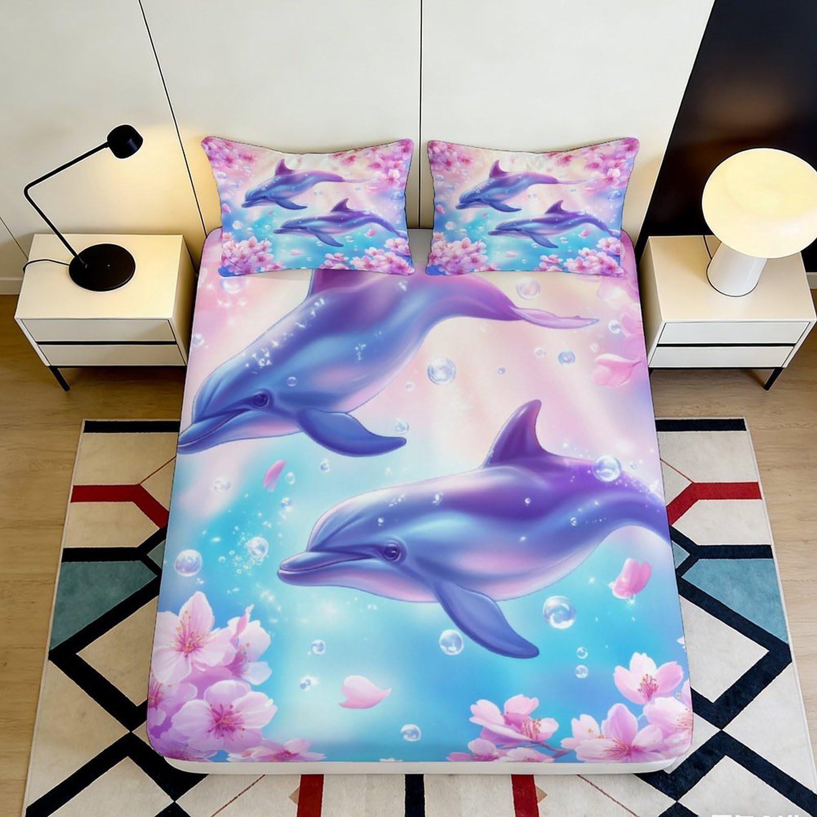 3D Printed Ginkgo Fitted Sheet Microfiber Deep Pocket Non-Slip Bedroom Bedding Ginkgo Mattress Fitted Cover 180x200x25cm