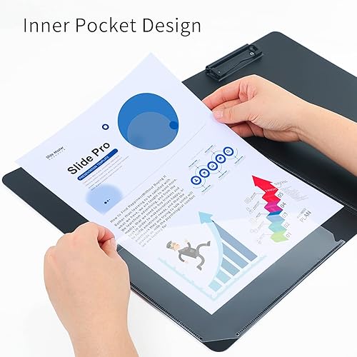 Miniatura 6 de Carpeta de portapapeles A4, portapapeles plegables A4 con bolsillo, paquete de 5 portapapeles A4 para documentos de forma de notas y carpeta