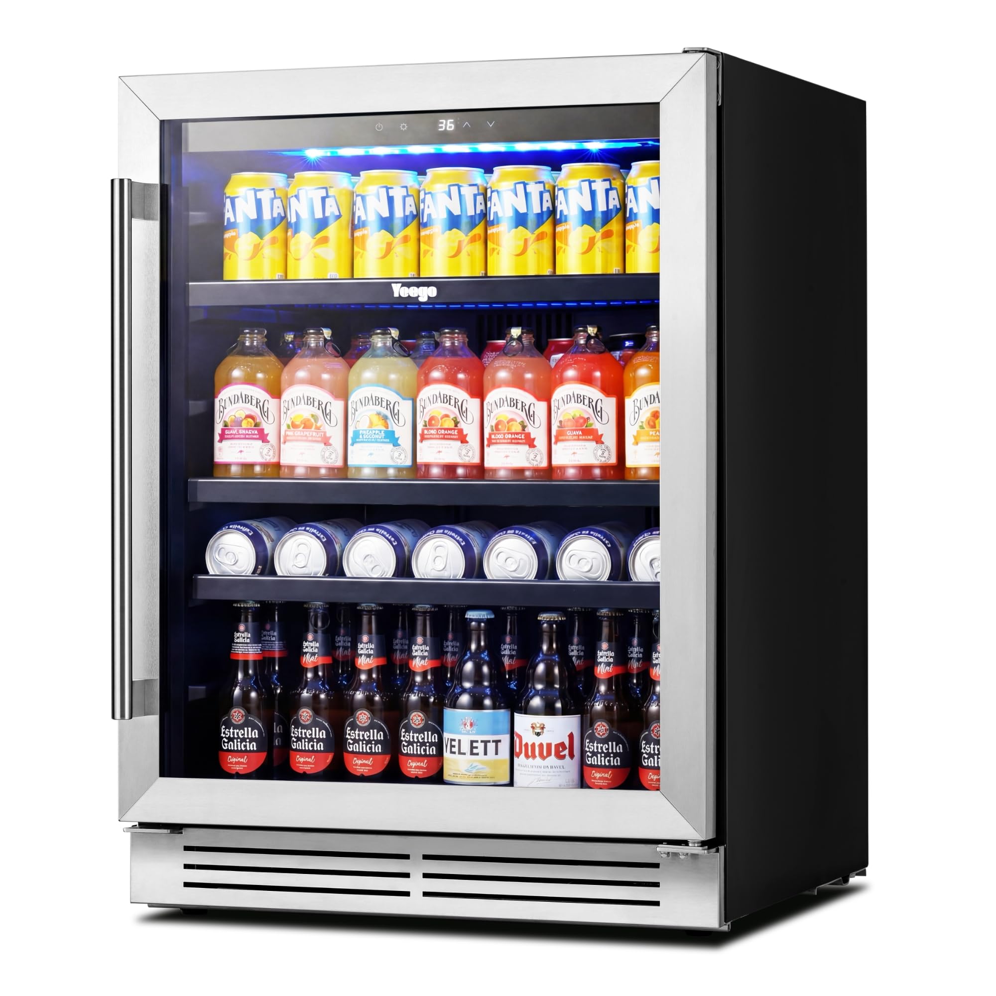 Yeego 24 Inch Beverage Refrigerator – 180 Cans Drink Fridge (Right-Hinged)