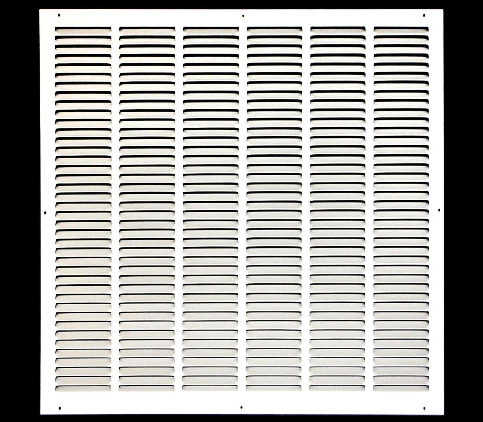 14'' x 8'' [Duct Opening] Flat Stamped Steel Return Air Grille by - Sidewall and Ceiling - HVAC Premium Vent Duct Cover - White [Overall Dimensions: 15.75''w X 9.75''h] — view 14