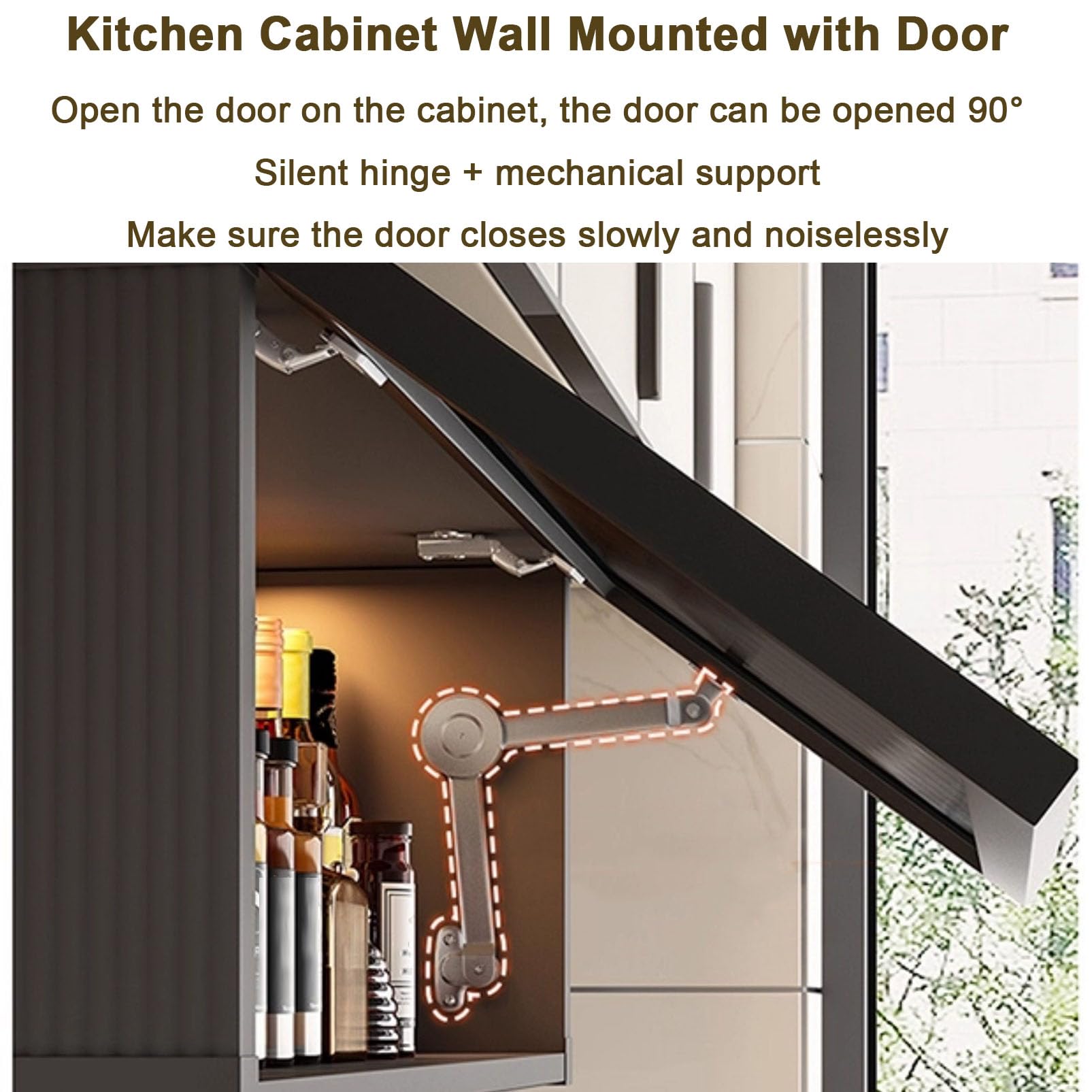 Armoire de Rangement Murale Peu encombrante, Armoire de Garde-Manger de Cuisine avec Porte en Verre trempé, Organisateur Robuste pour épices/Assiettes/Tasses