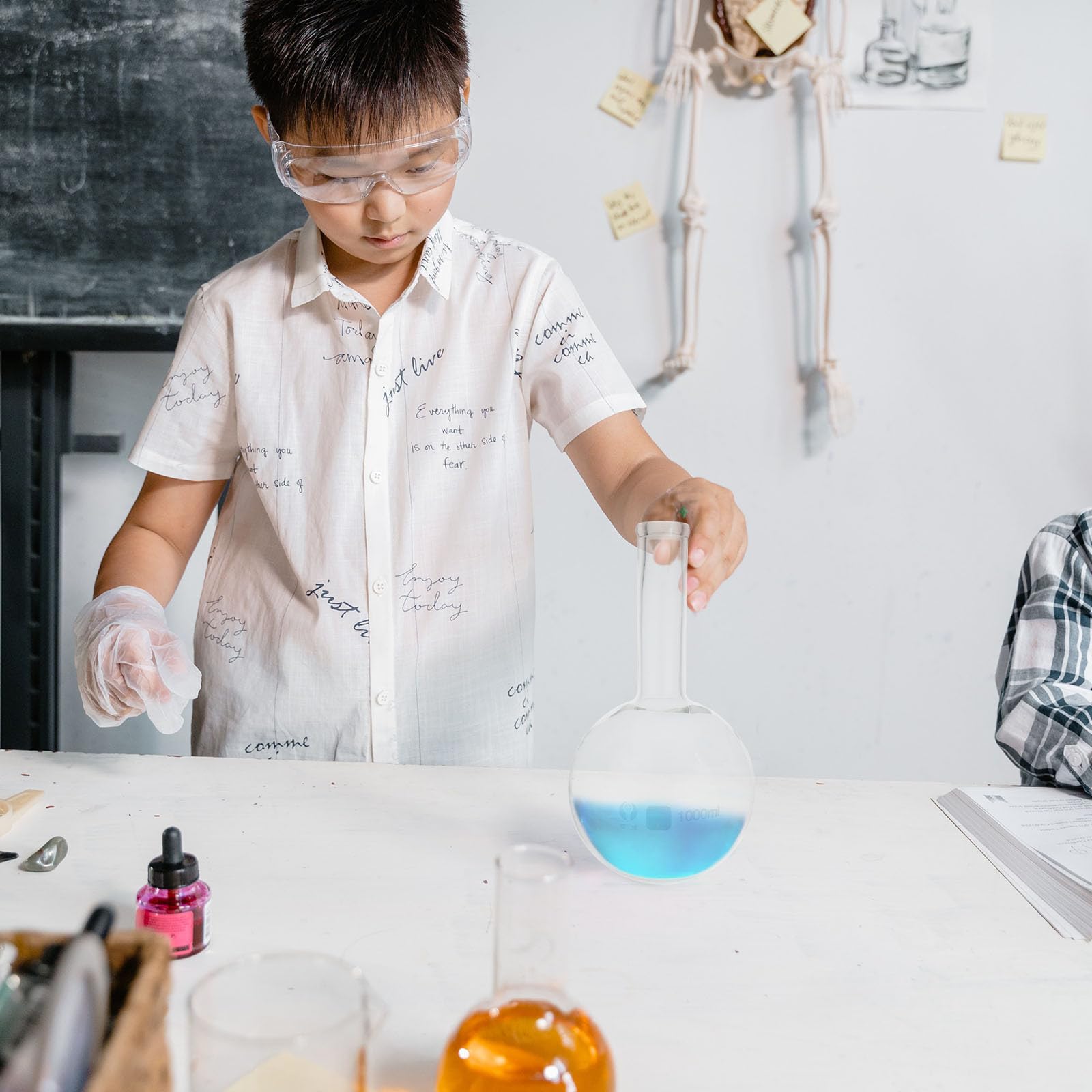Pallone a Fondo Rotondo in Vetro 1000 Ml per Laboratorio Chimico, Fiaschetta Trasparente per Esperimenti Scientifici e Didattica, Resistente a Riscaldamento Uniforme, per Uso