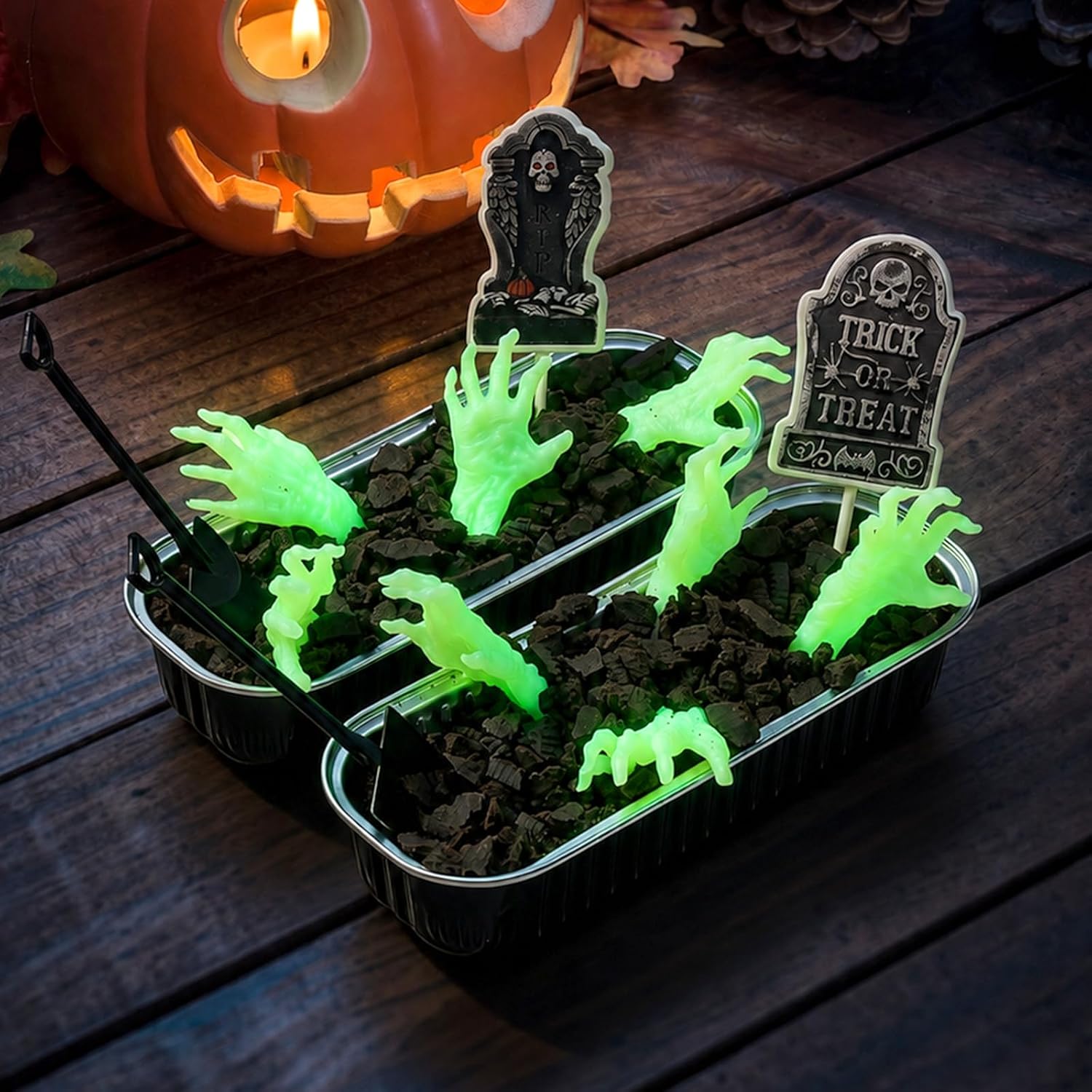 24Set Halloween Baking Supplies Zombie Hands Tombstone Cake Decorations image 5