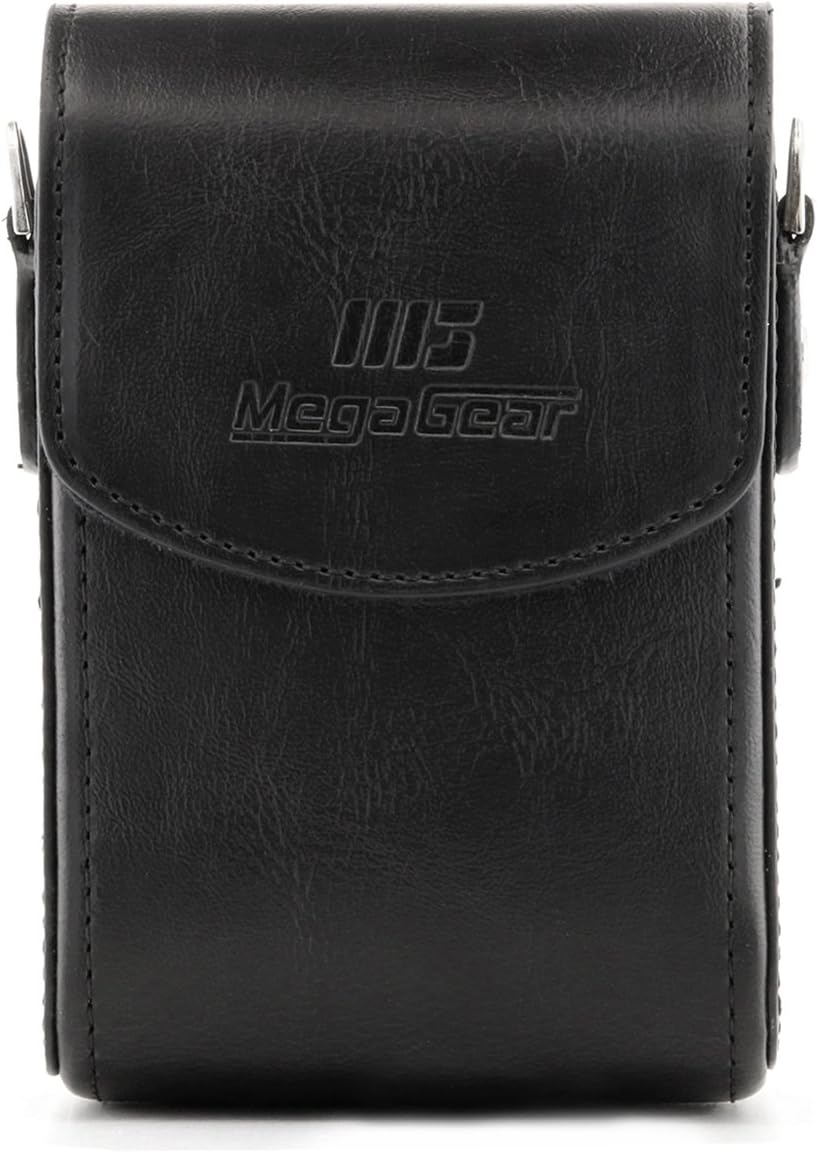 MegaGear MG766 Leather Camera Case with Strap compatible with Canon PowerShot G7 X Mark III, G7 X Mark II, G7 X - Black