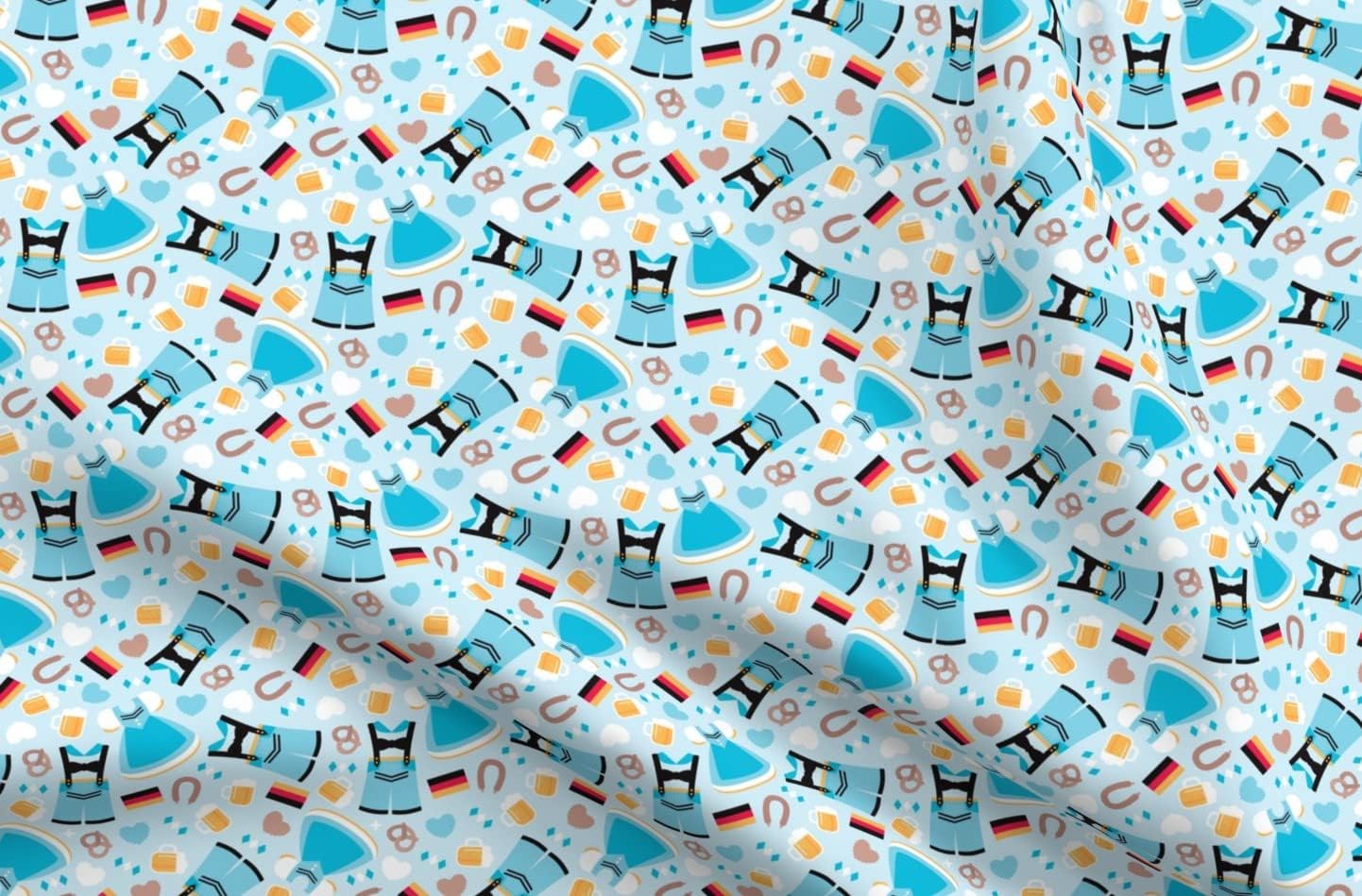 Spoonflower Fabric - Traditional German Beer Holiday Illustration Print Printed on Organic Cotton Sateen Fabric by The Yard - Sewing Quilting Apparel Home Decor