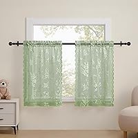 Vista 31 de 2 paneles de cortinas traslúcidas de encaje de 96 pulgadas de largo, cortinas florales victorianas blancas para sala de estar, dormitorio, bolsillo