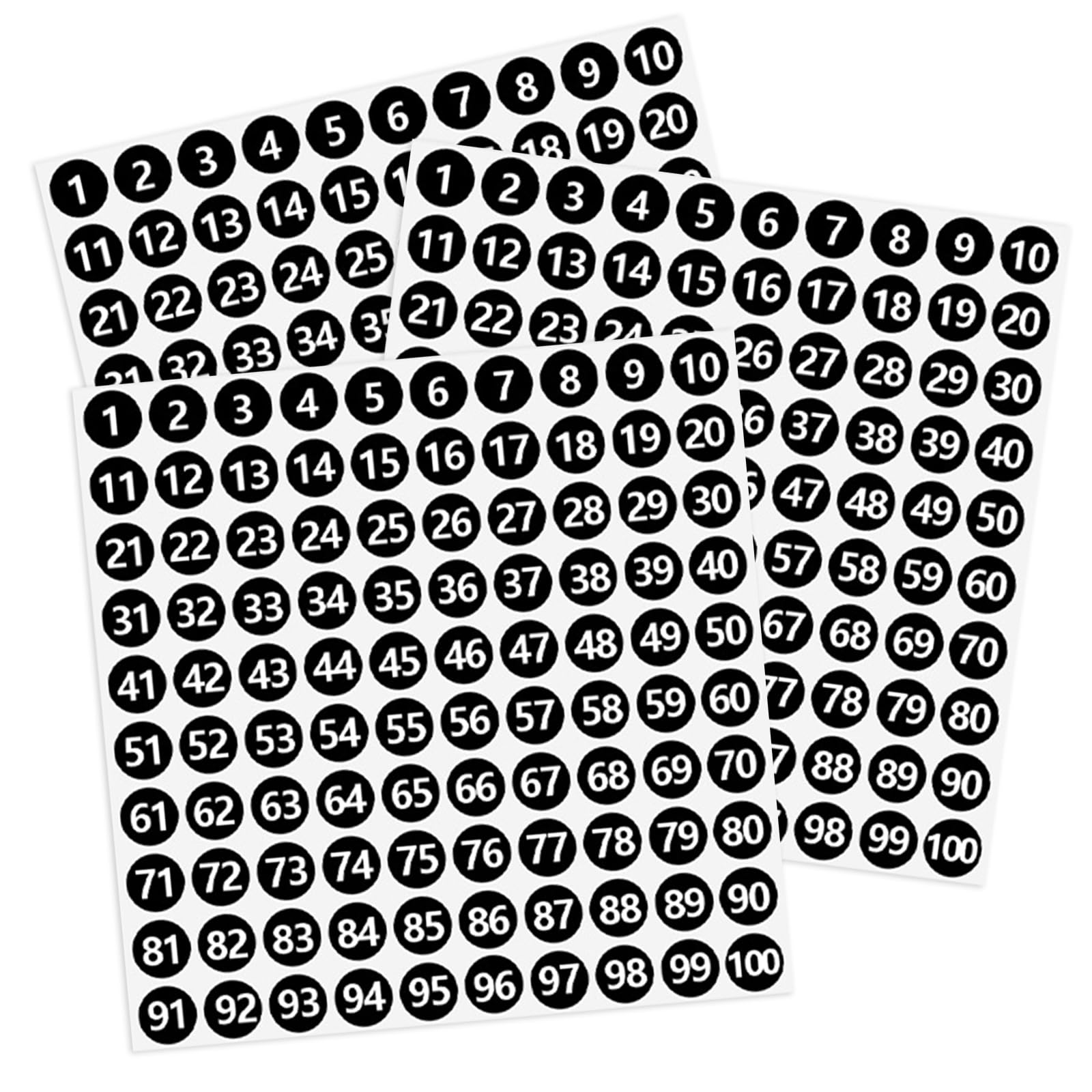 DGUSO Pegatinas de Números Redondos 30 Hojas 1-100 Numeros Adhesivos,Pegatinas de Número Negro,Impermeables Adhesivos Numéricos para Almacenamiento,Organización