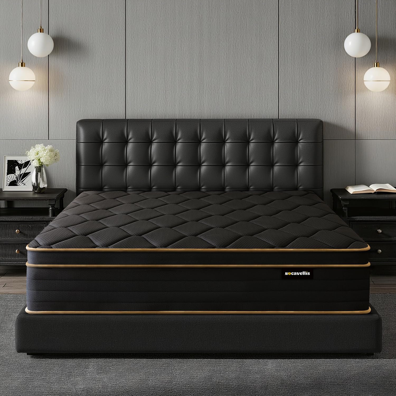 Photo 1 of Nocavellis 12 Inch Queen Mattress in a Box Queen Size Mattresses with Individual Pocket, Memory Foam Mattress Spring for Motion Isolation, Hybrid Mattress Medium Firm Edge Support