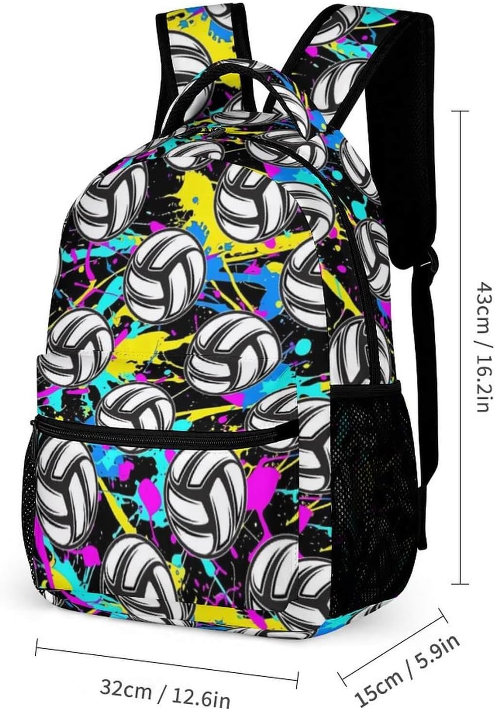 Volleyball Backpack with Lunch Box & Pencil Case, 16 Inch Cool Volleyball Themed Bookbag, Adjustable Durable Lightweight Large Capacity, Colorful Volleyball Backpack Set for Kids Girls Boys School - Image 2