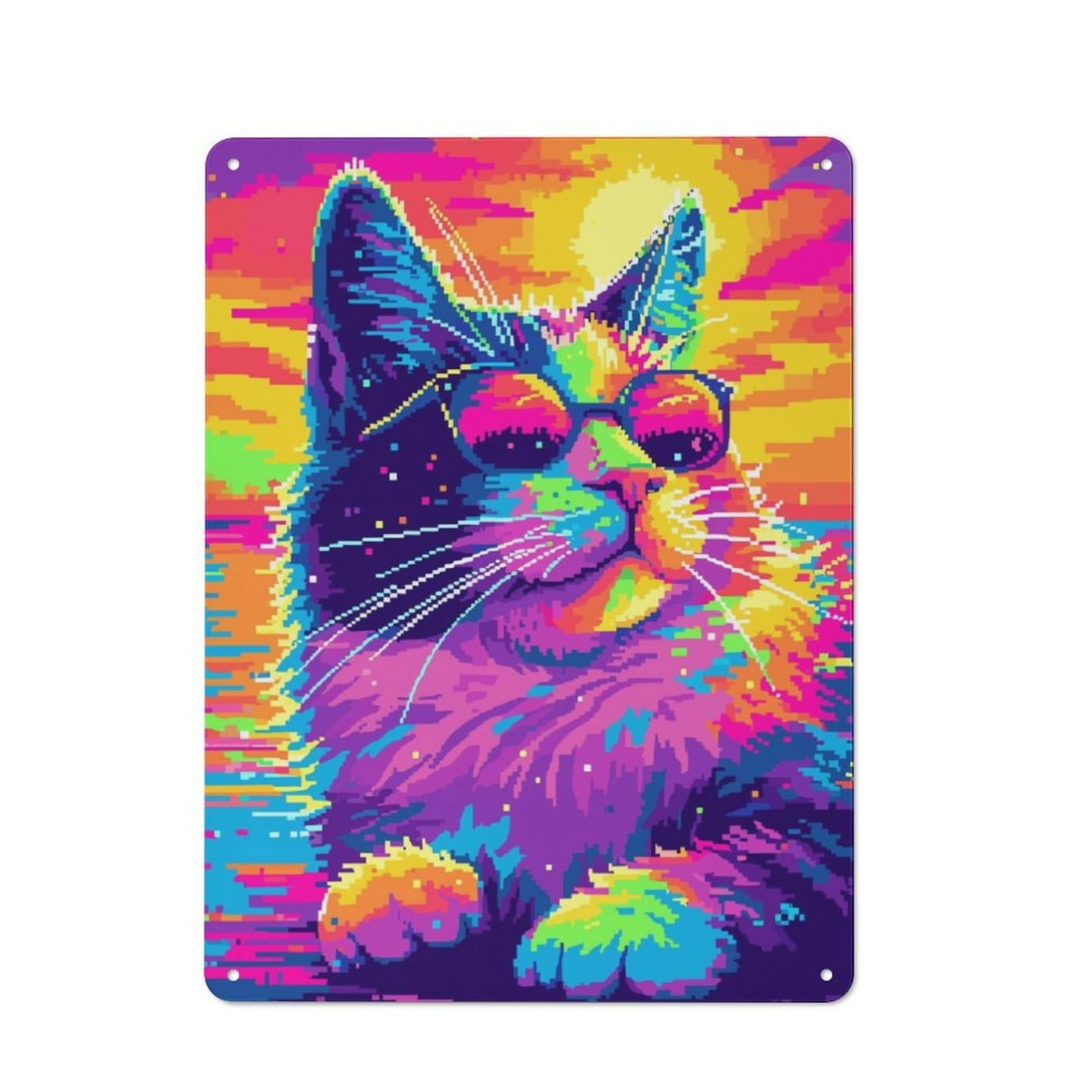 Junmoney Cool Popart Cat Metal Sign 40X30cm With For Hallway Wall, Retro Decor, Suited To New Home Decorators