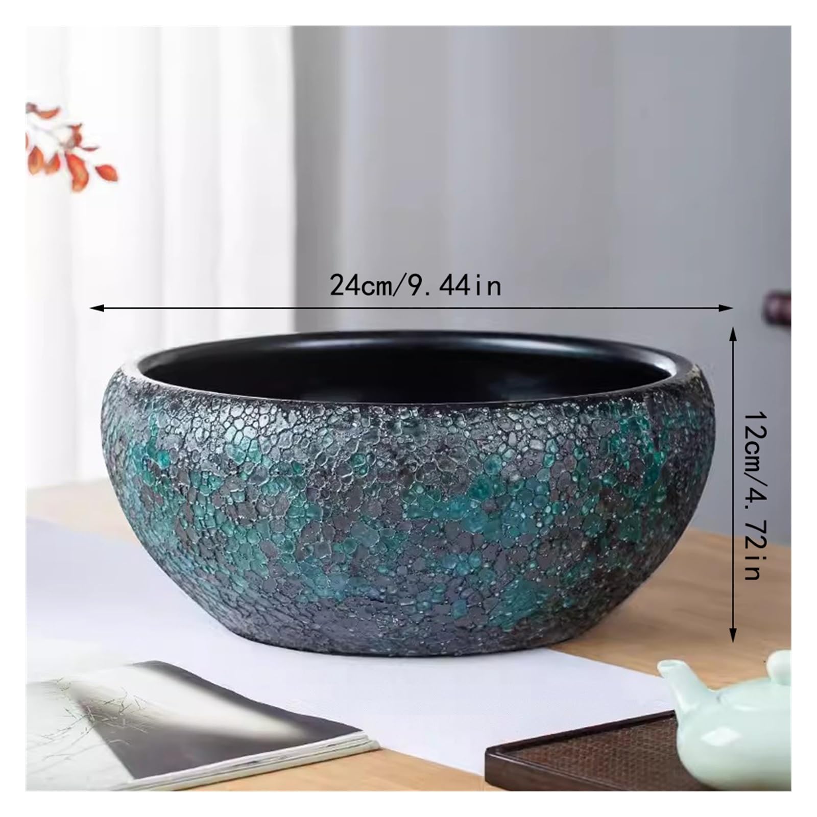 Tanque Peces Acuario Tanque de cerámica for Sala Estar, Tanque Peces, contenedor hidropónico, Tortuga, Cuenco Lirio Agua, Maceta Flor Loto, for Interiores | 24cm
