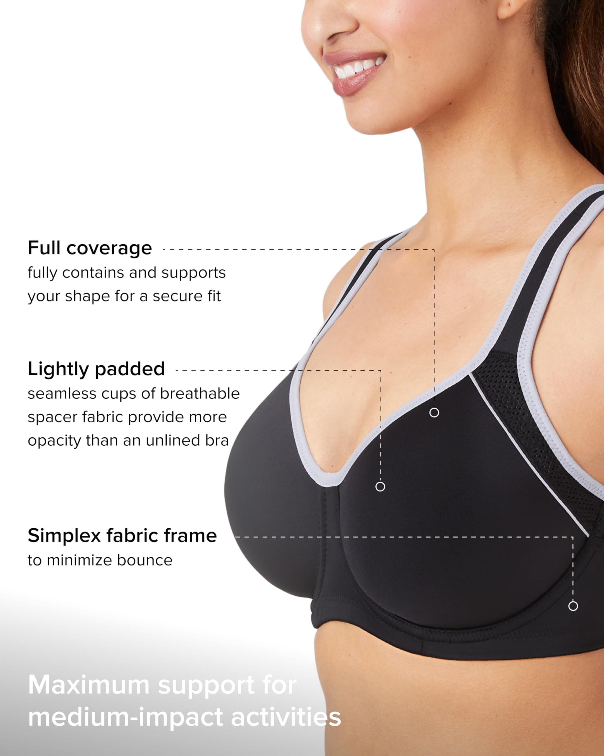 Wacoal Lindsey Sport Contour Underwire Bra, 853302 Sujetador Deportivo Mujer